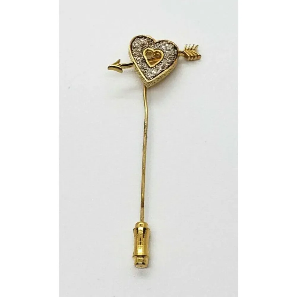 Vintage Franklin Mint 1979 Lover's Heart 24 Kt Gold Over Silver Stick Pin Brooch - Picture 11 of 12
